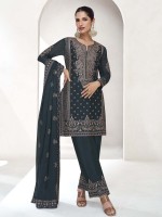 Navy Blue Premium Chinon Silk Salwar Kameez